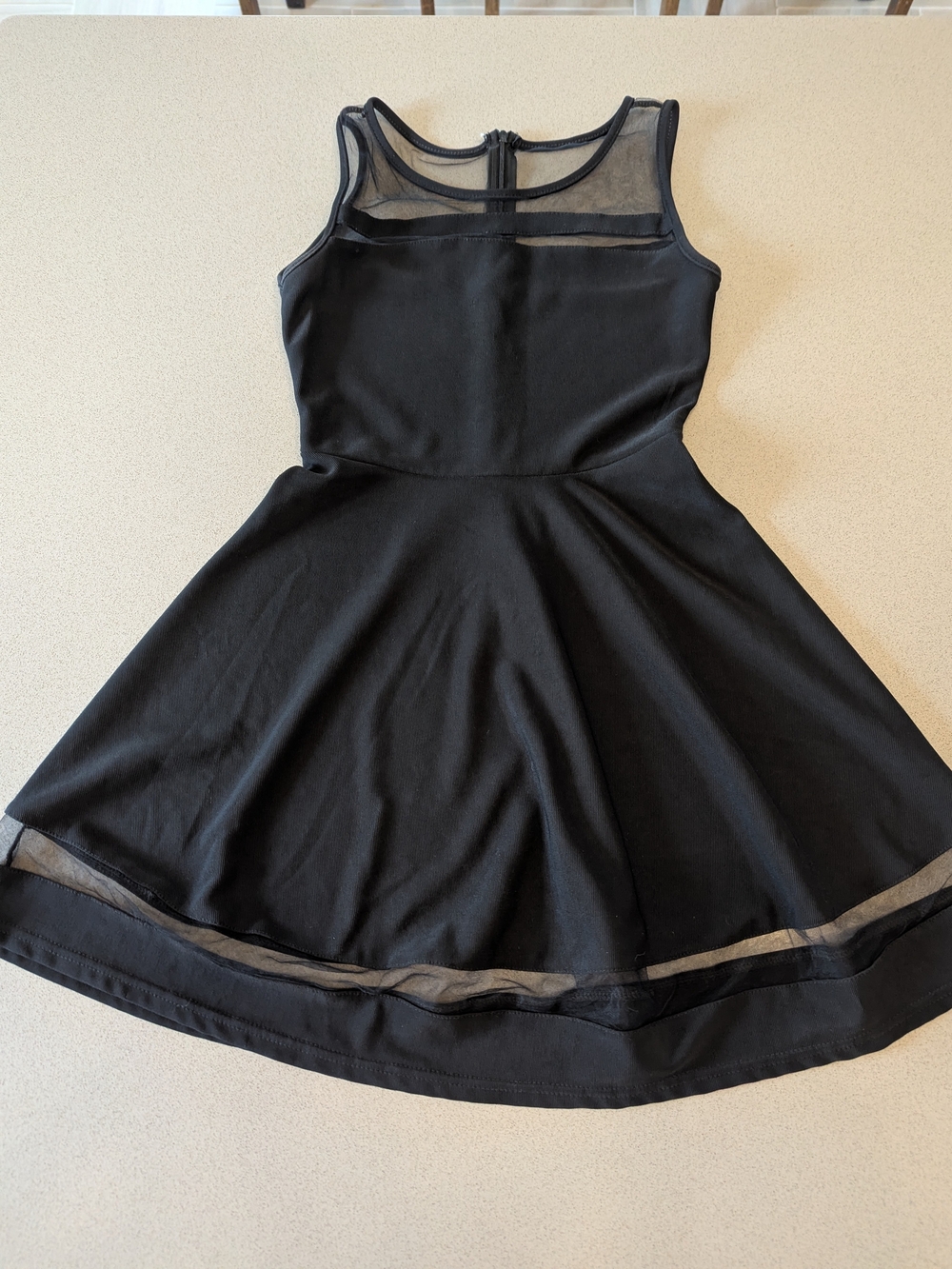 Classic Black Mesh, Flare Dress